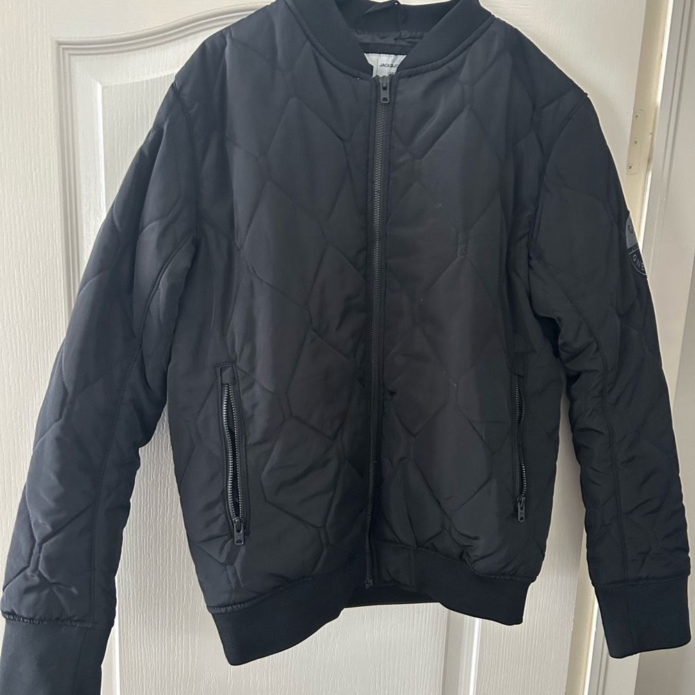 Jack & Jones Black Quilted Zip-Up Bomber